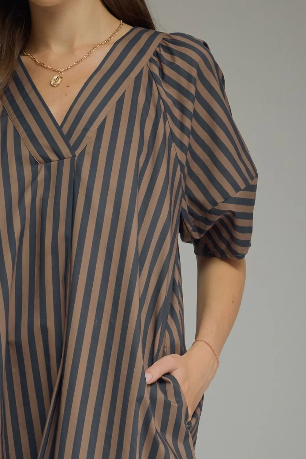 Stripe Slit Midi Dress