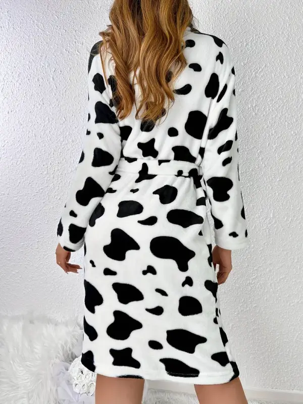 Cow Print Fleece Robe
