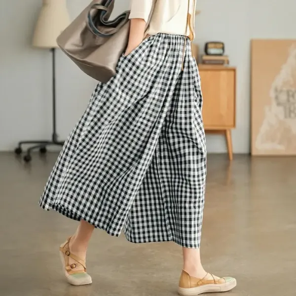 Women's Cotton & Linen Wide-Leg Capri Pants