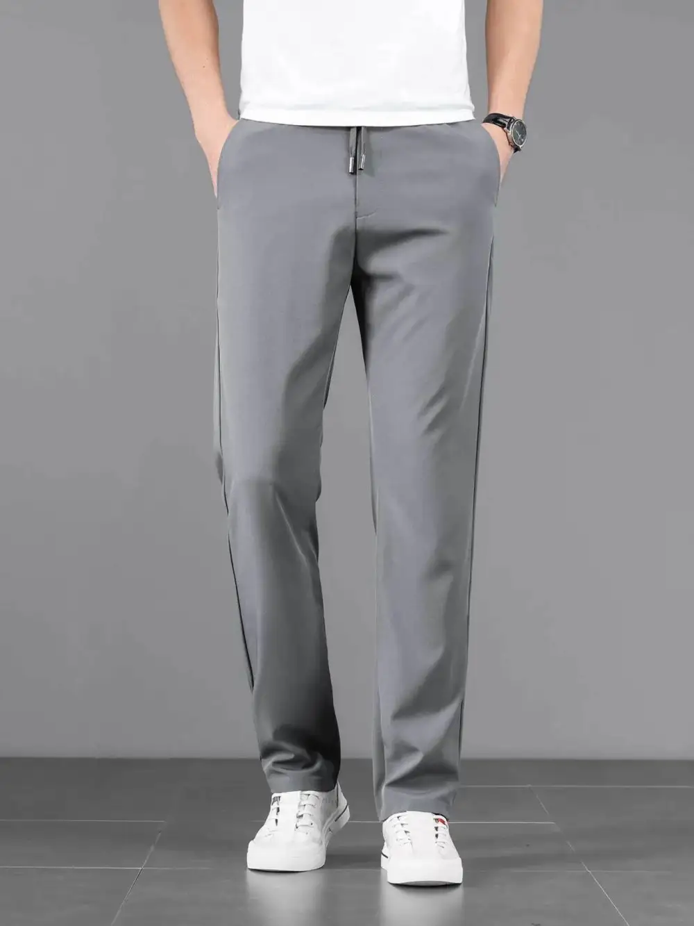 Men's Plus Size Casual Drawstring Straight Leg Pants