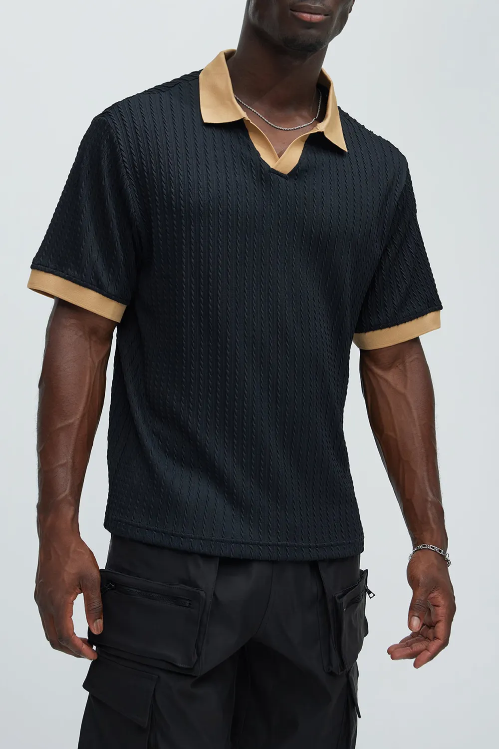 Color Block Textured Polo