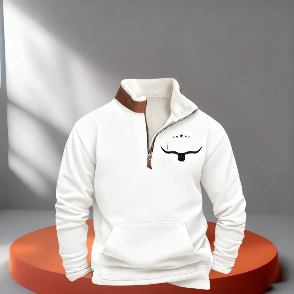 Mens Vintage Pullover 1/4 Zip Up Sweatshirt