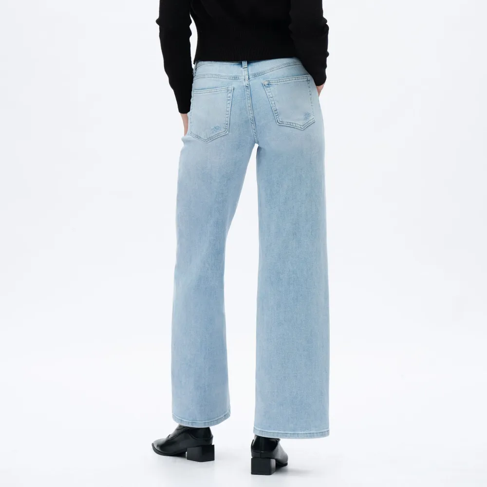 🔥Hot Sale🎁🎉Wide Leg Jeans for Women Stretchy Mid Low Rise Butts Lifting Baggy Jeans Trendy Loose Fit Cute Mom Jeans