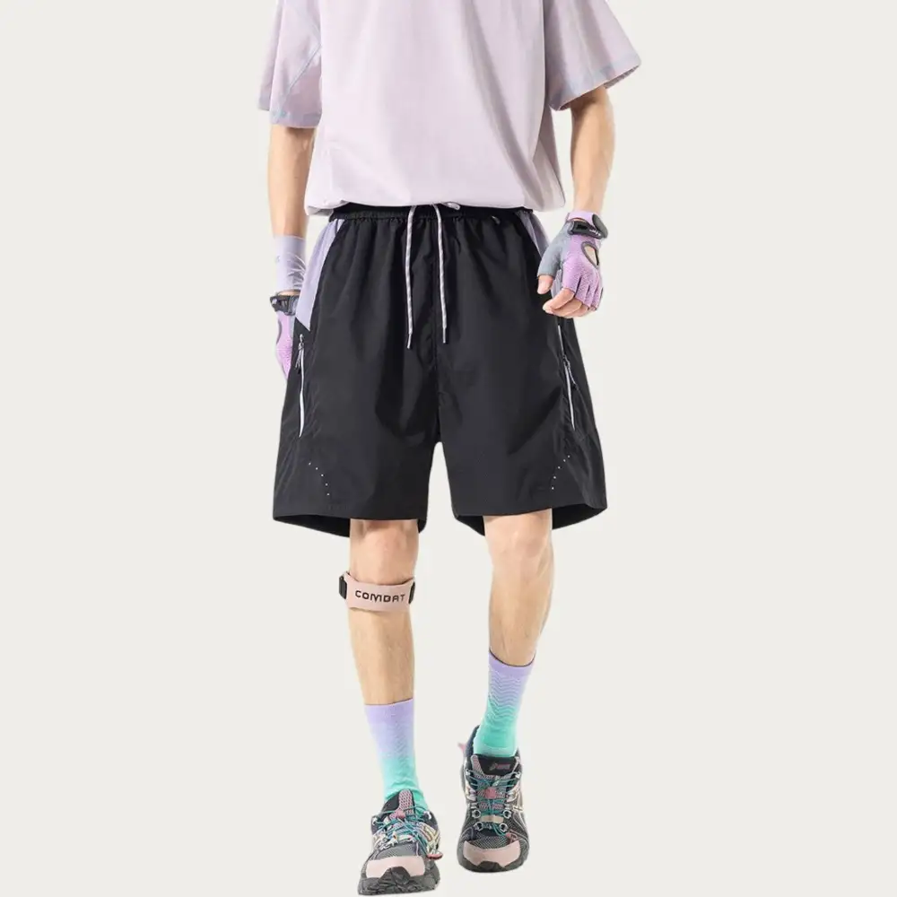 Drawstring Pocketed Lightweight Colorblock Men's Athletic Shorts