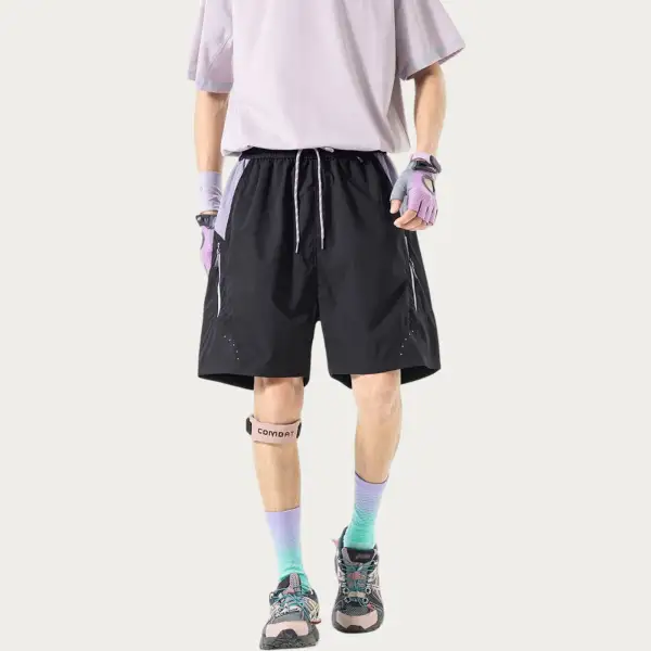 Drawstring Pocketed Lightweight Colorblock Men's Athletic Shorts