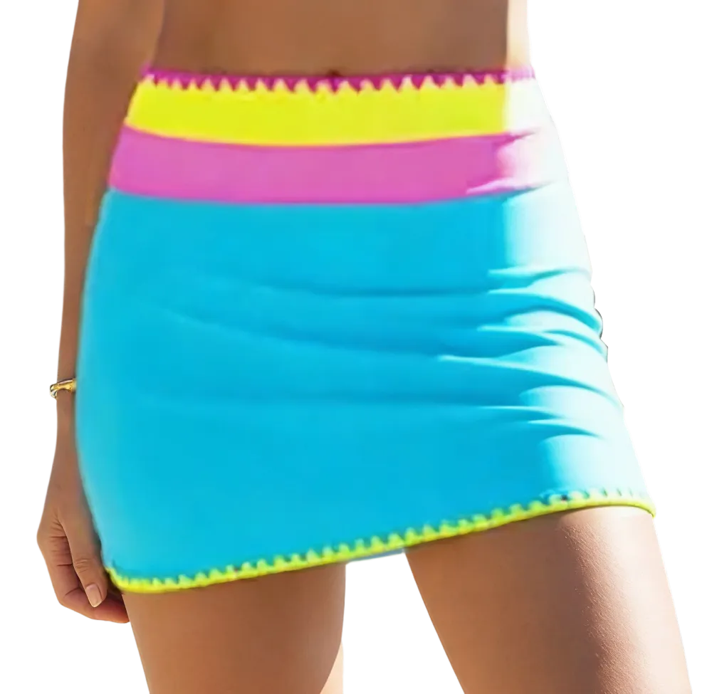 Patchwork Sports Three-Piece Bikini Set