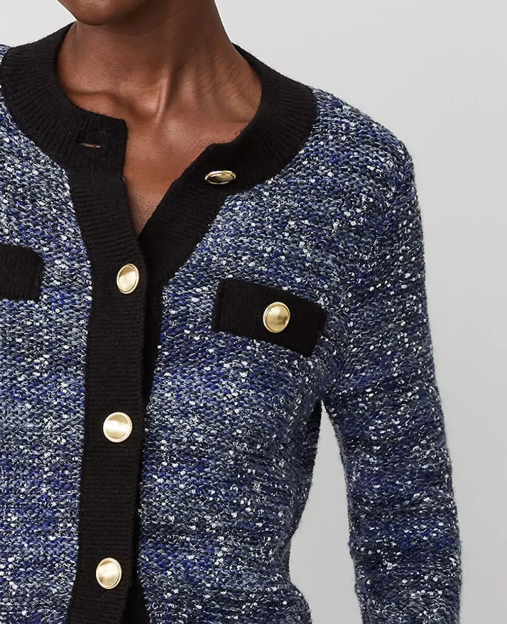 Tweedy Texture Button Trim Jacket