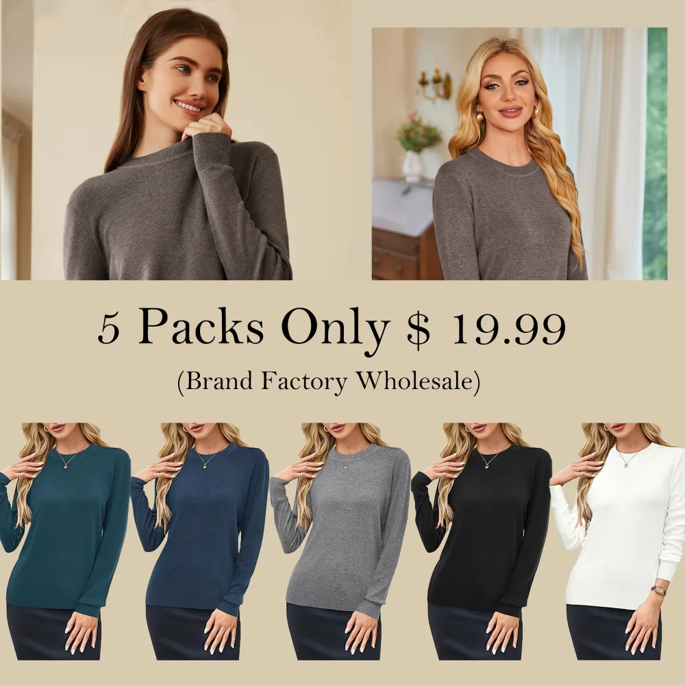 🍂 Women’s Wool Blend Classic Crew Neck Sweater – Timeless Warmth, Effortless Style
