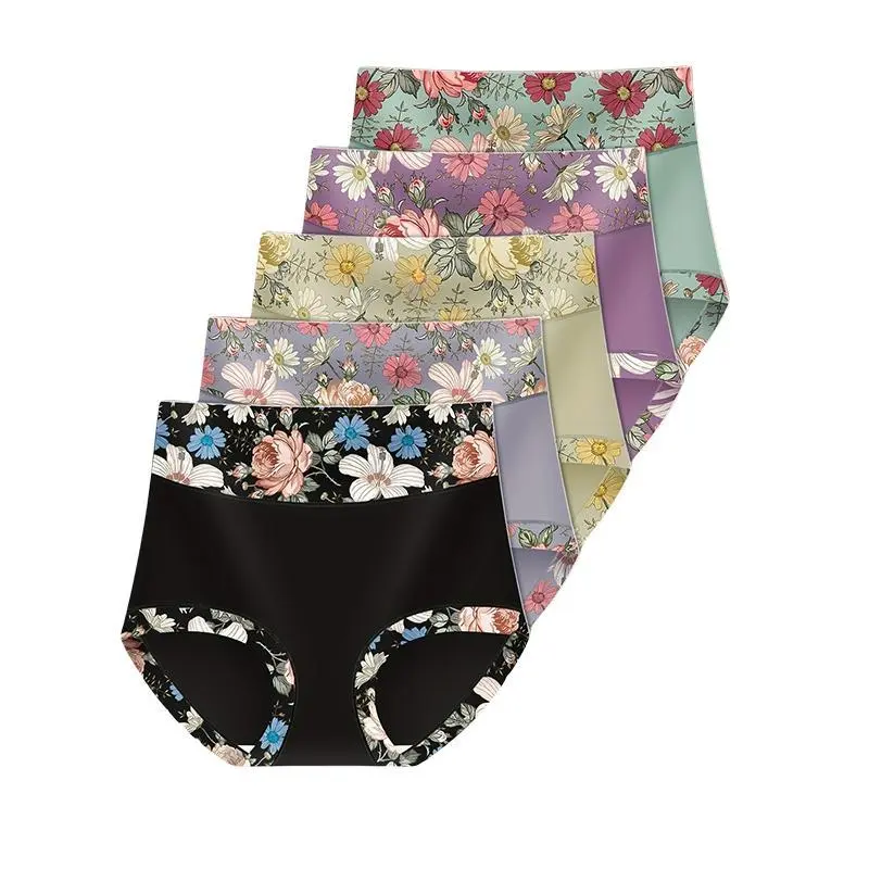 Floral Print High Waist Panties Pack - Super Soft All-Season Underwear For Women
