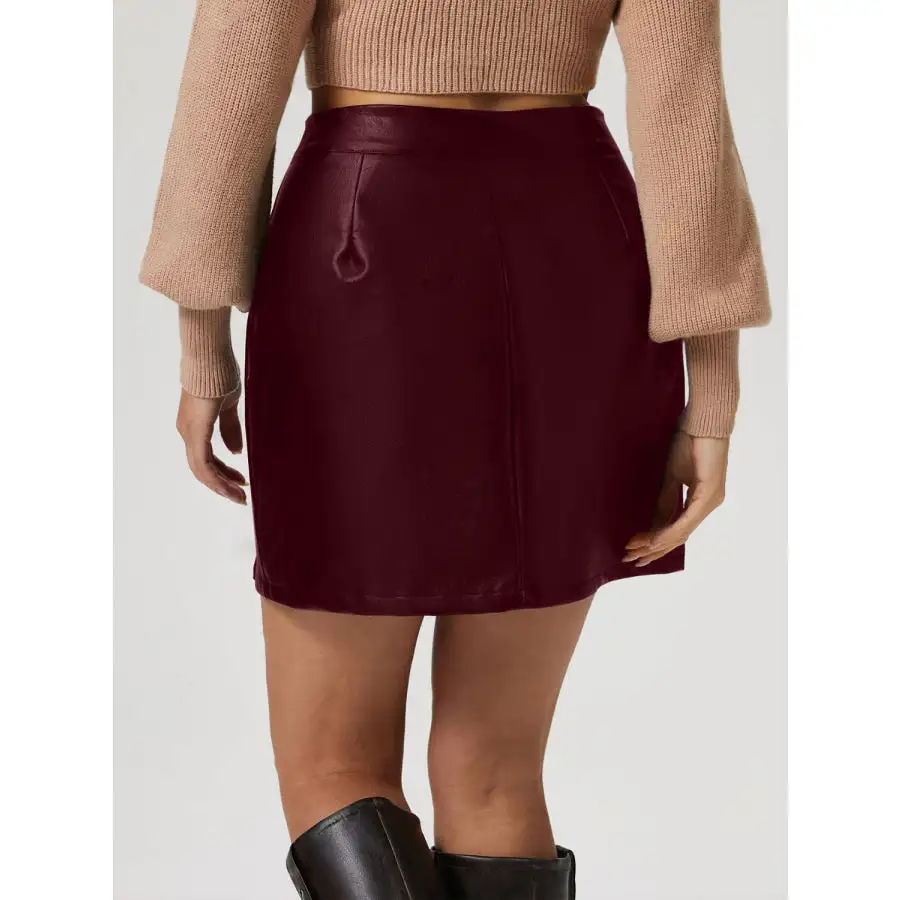 Buttoned High Rise Mini Skirt