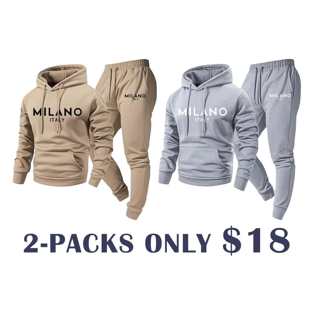 🔥WAREHOUSE SALE-Men's Milano Print Hoodie and Sweatpants Set | Casual Tracksuit for Indoor & Outdoor