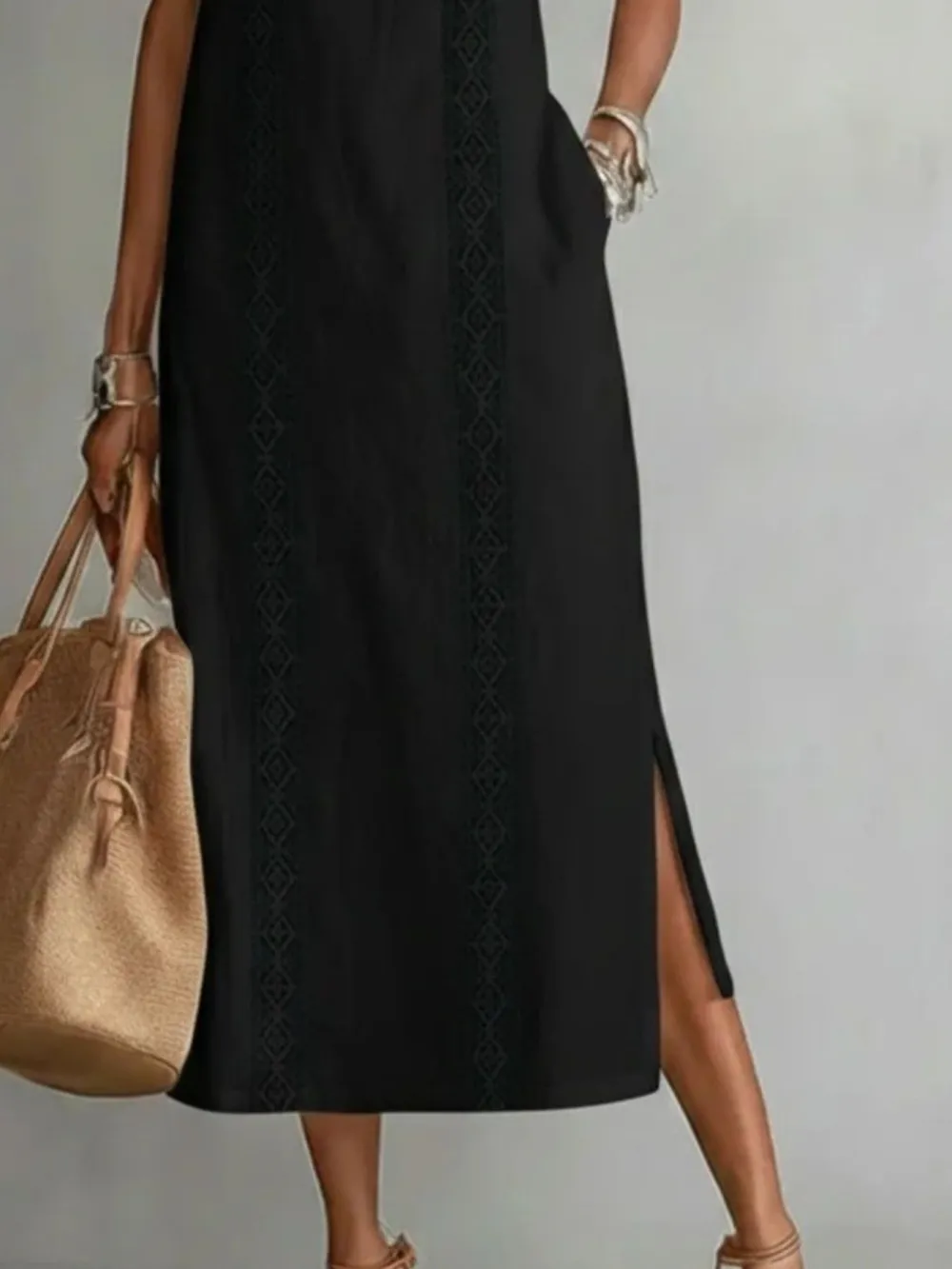 Soft Touch Slit Sleeveless Midi Dress