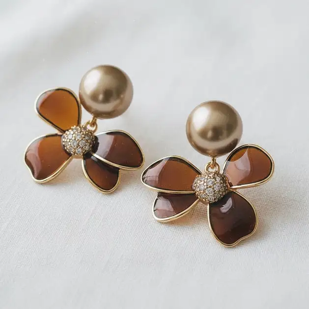 Floral Pearl Stud Earrings