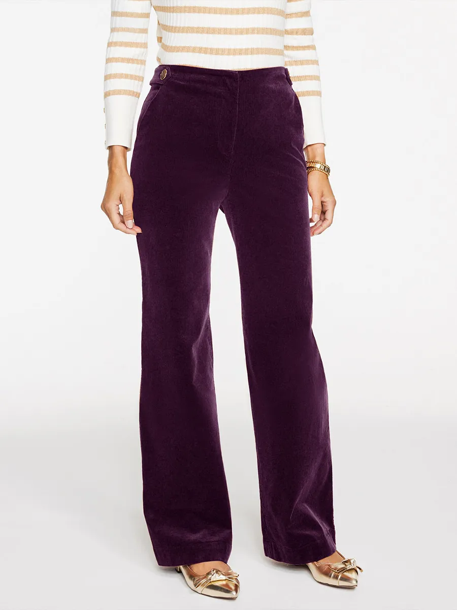 Women'S Casual High-Waisted Corduroy Wide-Leg Trousers