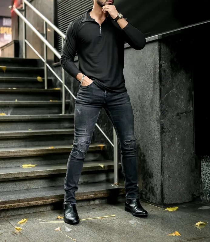 Black Casual Button Up Shirt