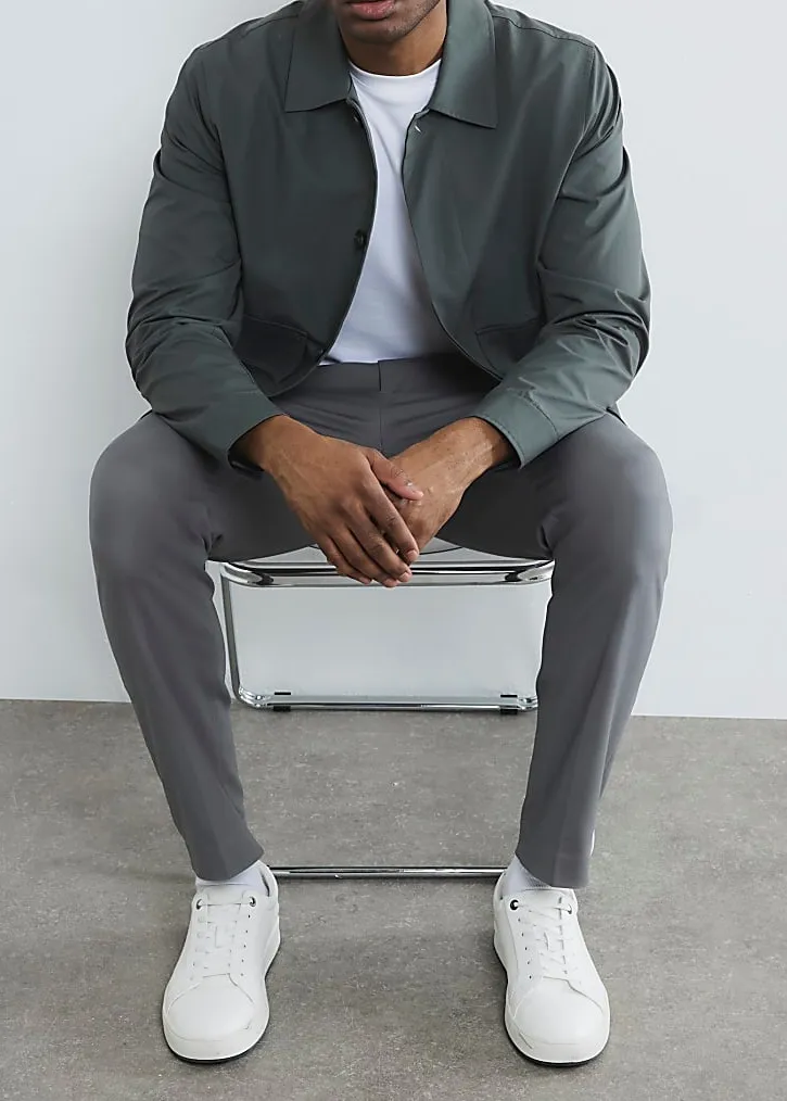 Men's Grey Slim Fit Cotton Trousers