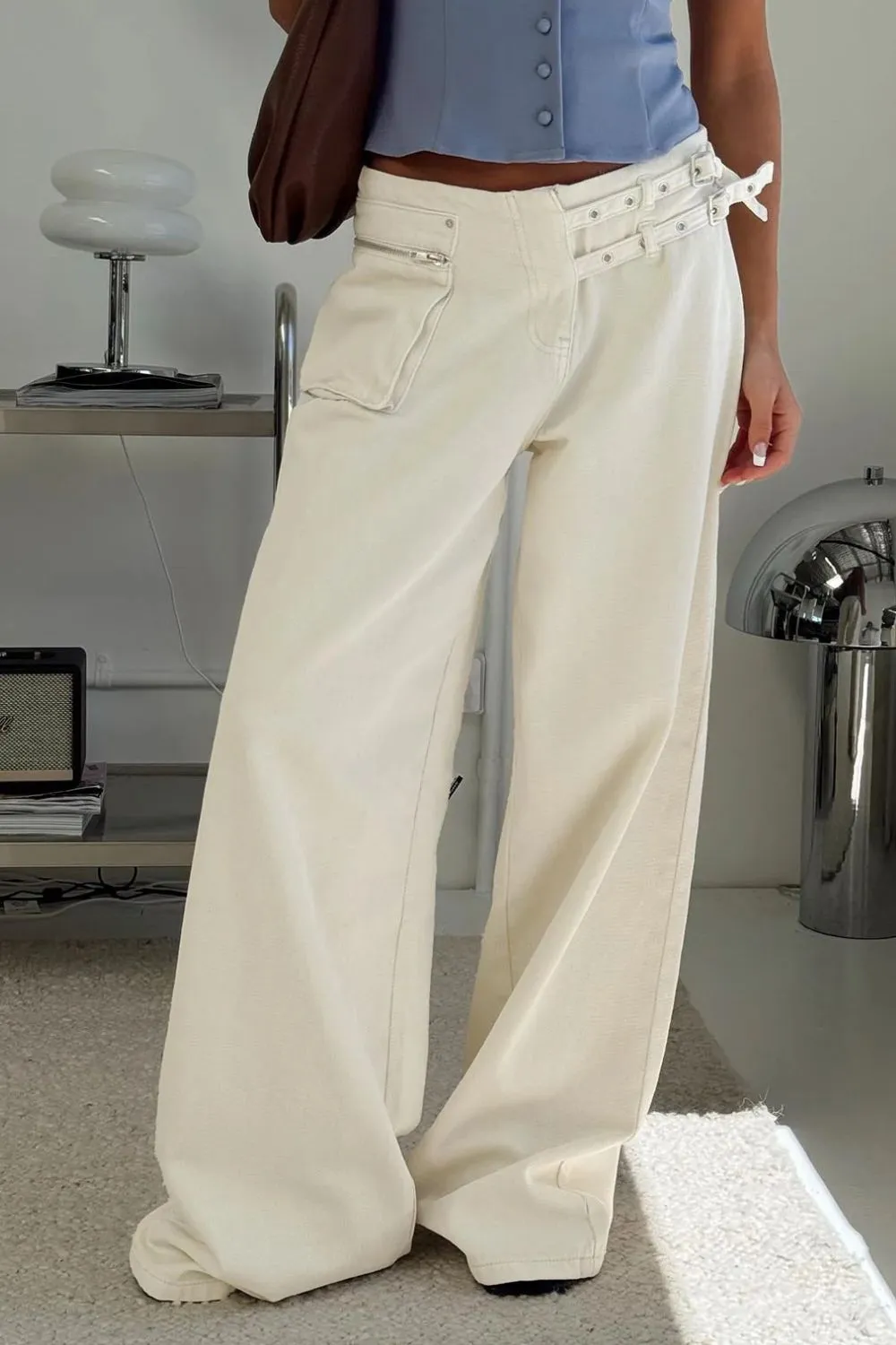 Pocket Detail Tiered Denim Jeans