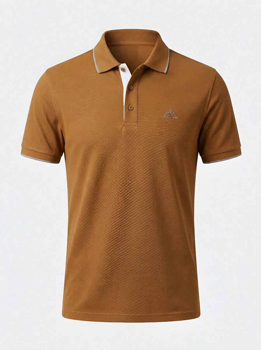 Modern Mountain-Detail Men's Polo Shirt