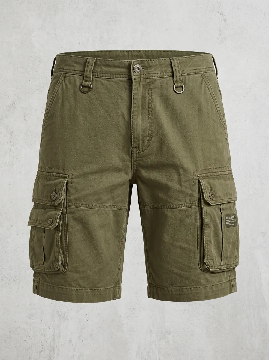 Men's Military Tactical Olive Green Multi-Pocket Cargo Shorts