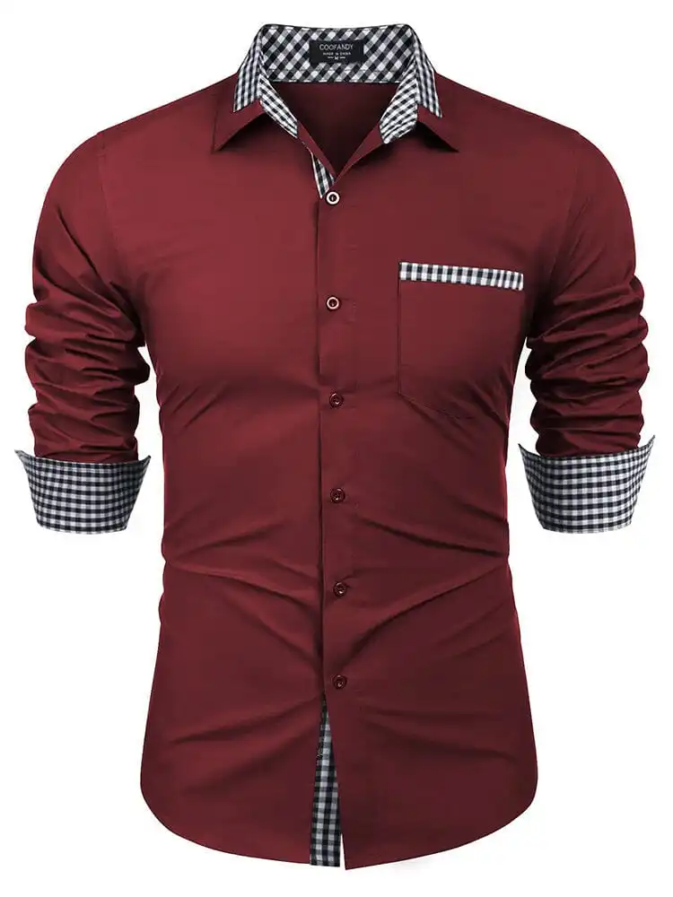 Cotton Plaid Collar Button Down Shirt