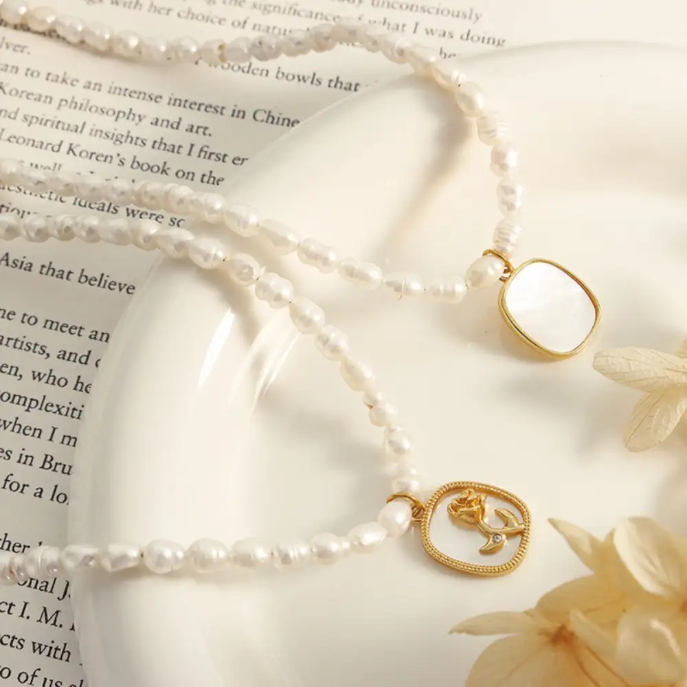 K Plated Freshwater Pearl Necklace