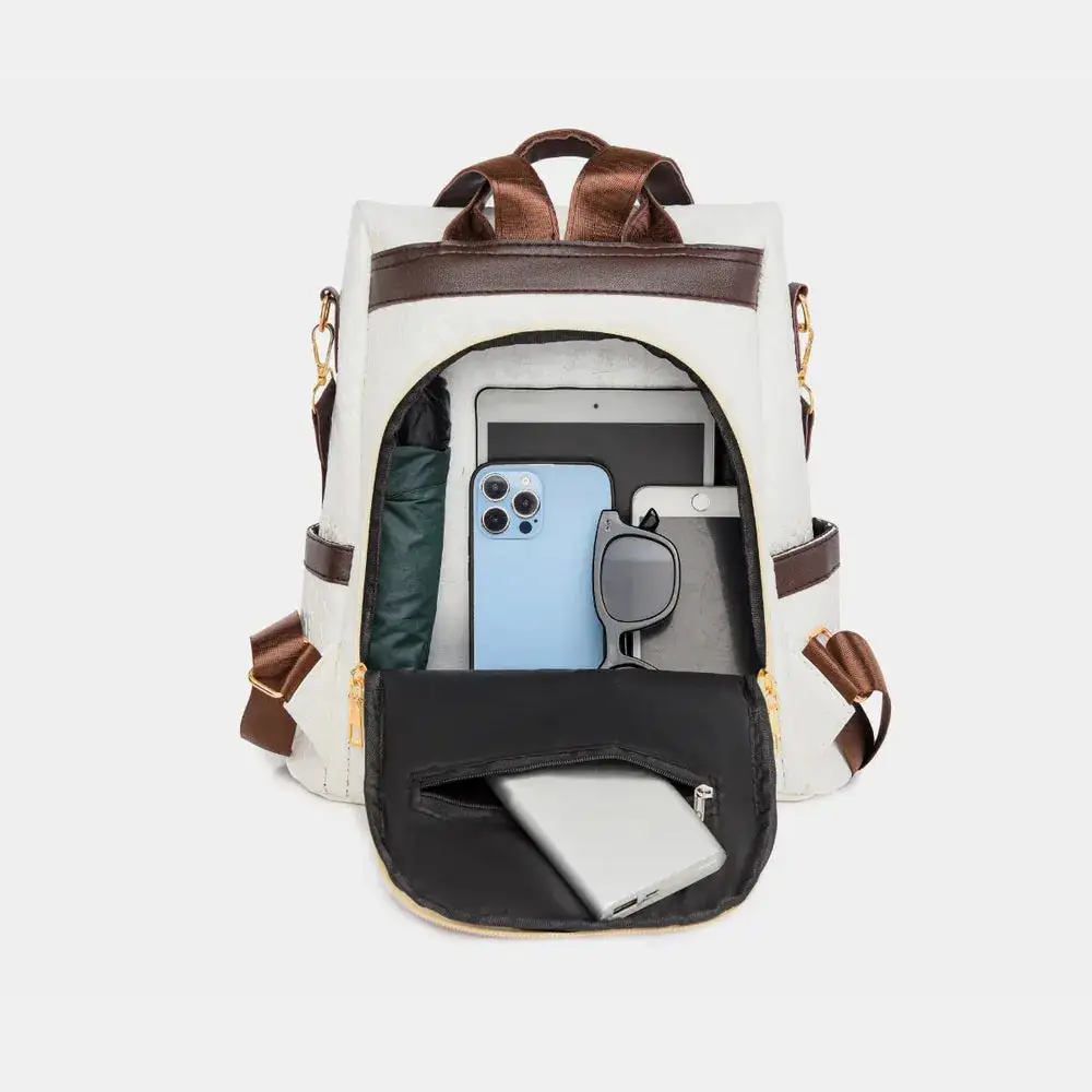 Faux Leather Backpack Camping Bag