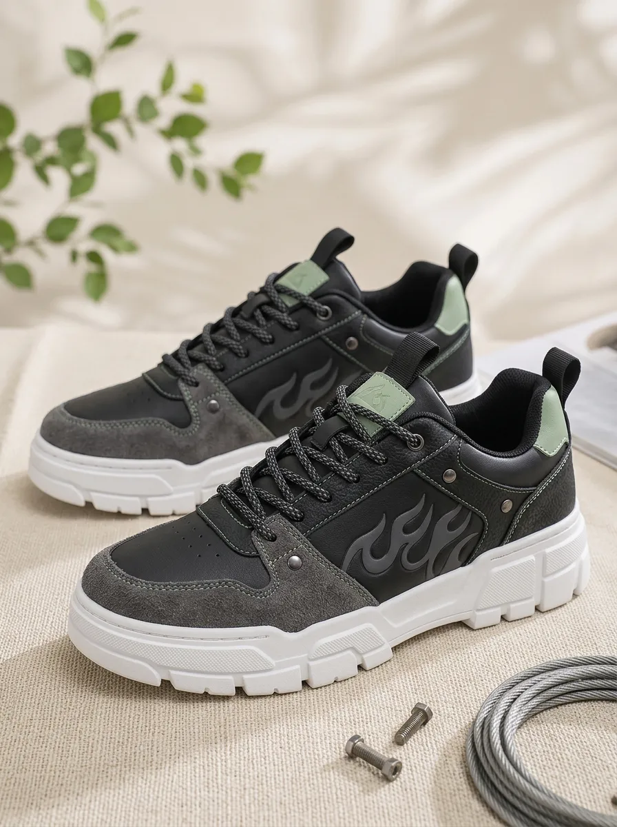 Men's Streetwear Flame Pattern Patterned Casual Skate Shoes