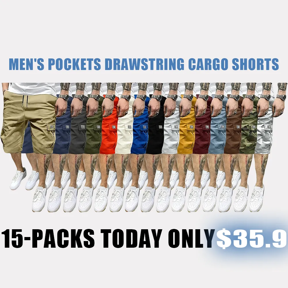 Men's Pockets Drawstring Cargo Shorts