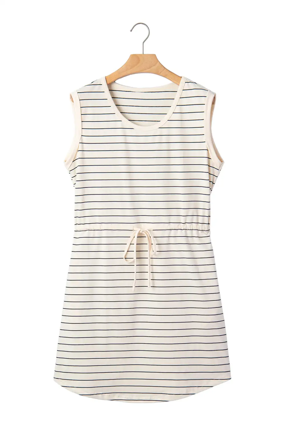 Striped Drawstring Pocketed Mini Dress