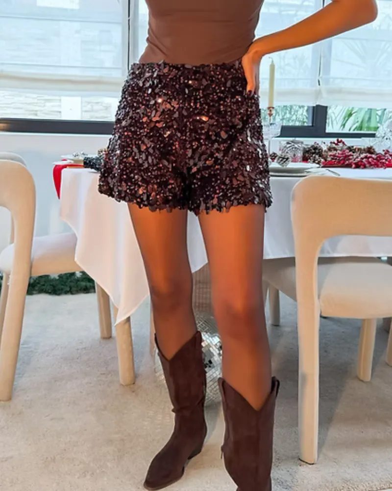 Sequin Short Pants