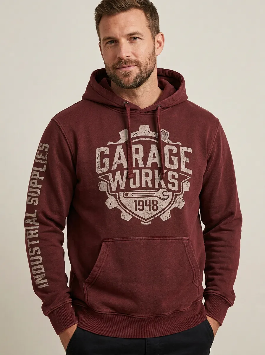 Men's Mechanic Garage Gear Wrench Graphic Hoodie