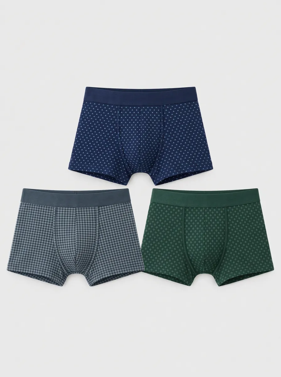 Men's Gingham Geometric Boxer Briefs 3-Pack