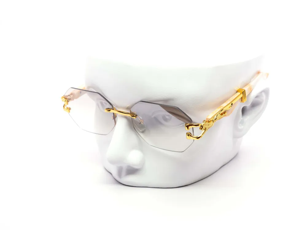12-Pack Rimless Cat-Eye Gradient Metal Sunglasses