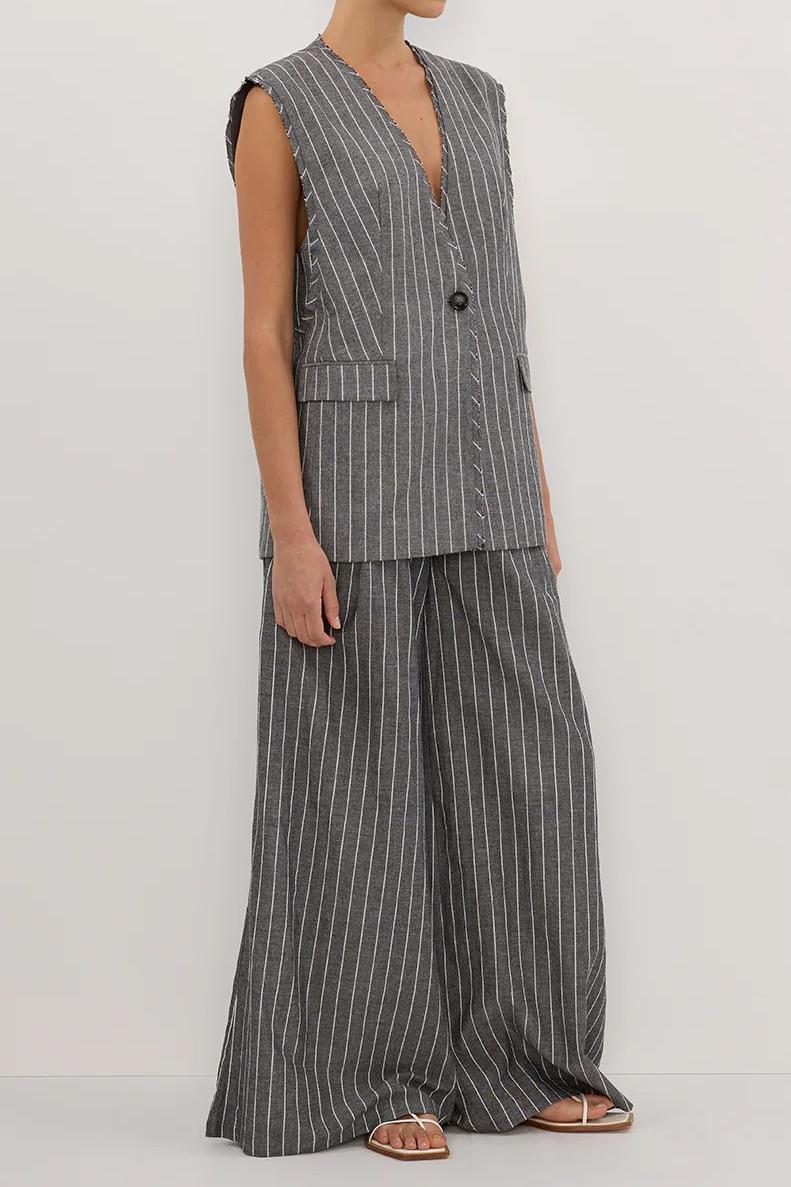 SLATE STRIPE OVERSIZED VEST
