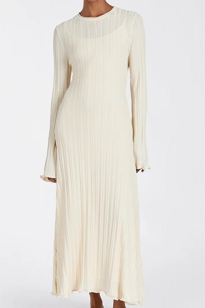 CREAM KNIT MIDI DRESS