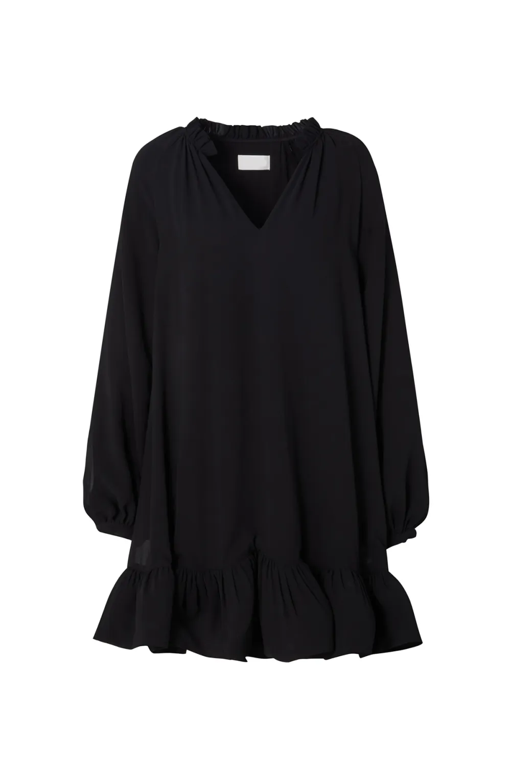 V Neck Ruffled Hem Mini Dress