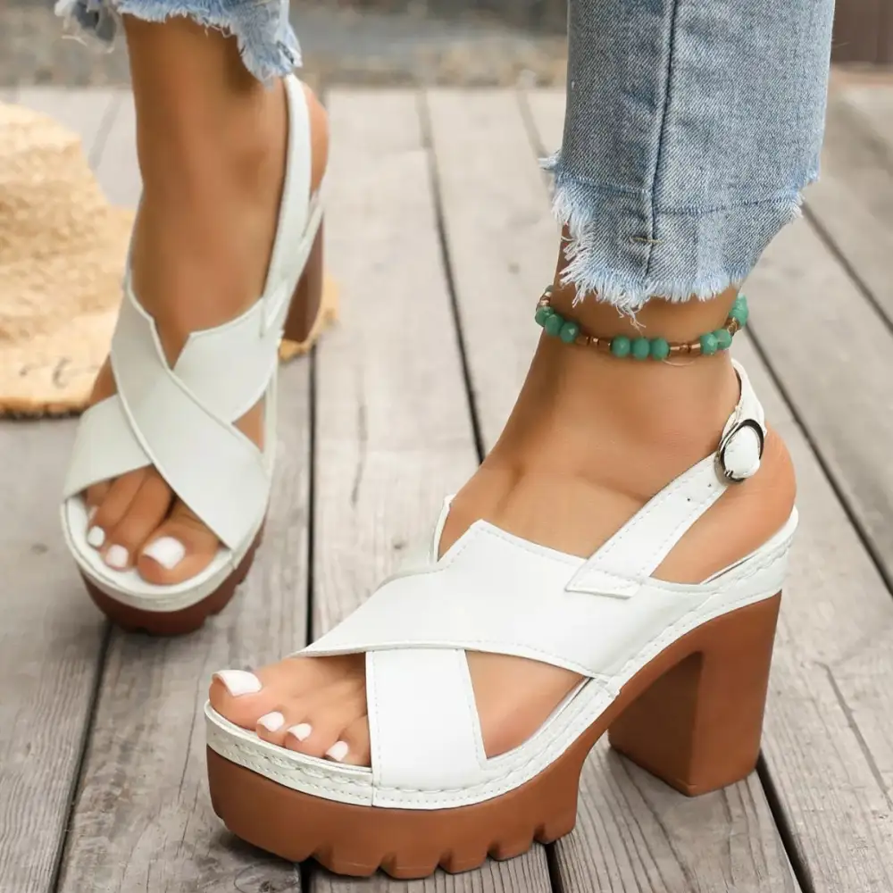 Soft Open Toe Block Heel Sandals