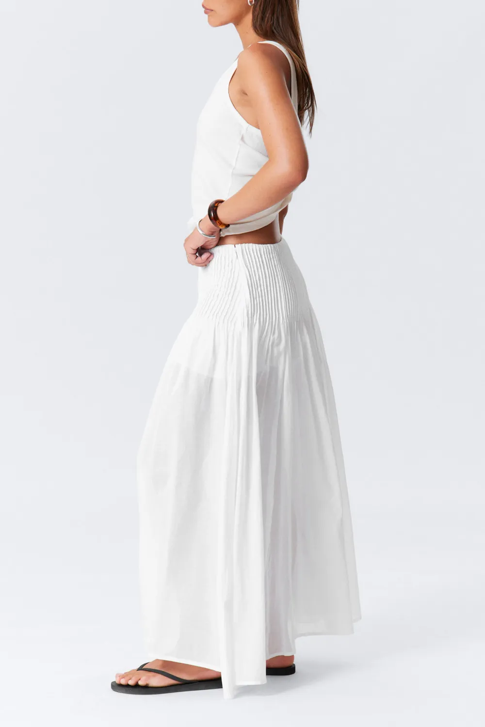 Pleated Mid Waist Skirt