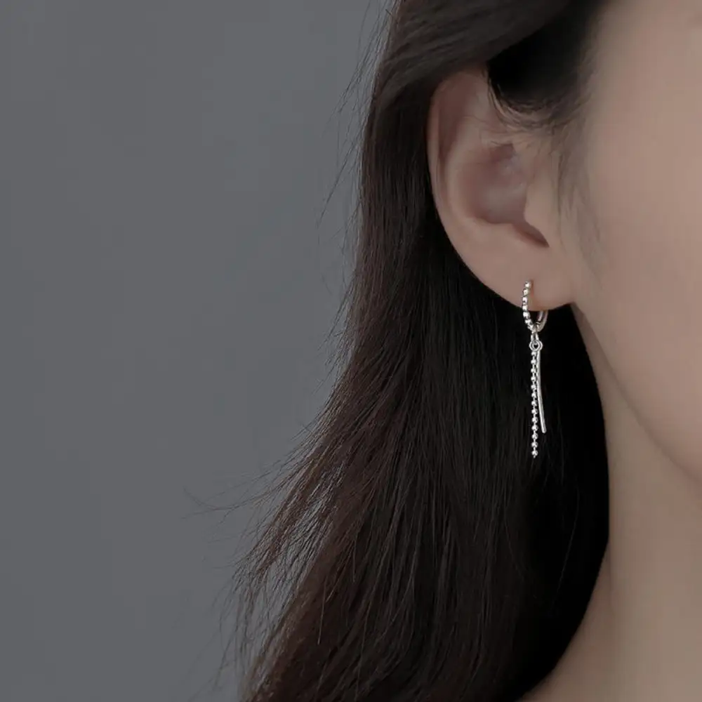 Sterling Silver Hoop Drop Earrings