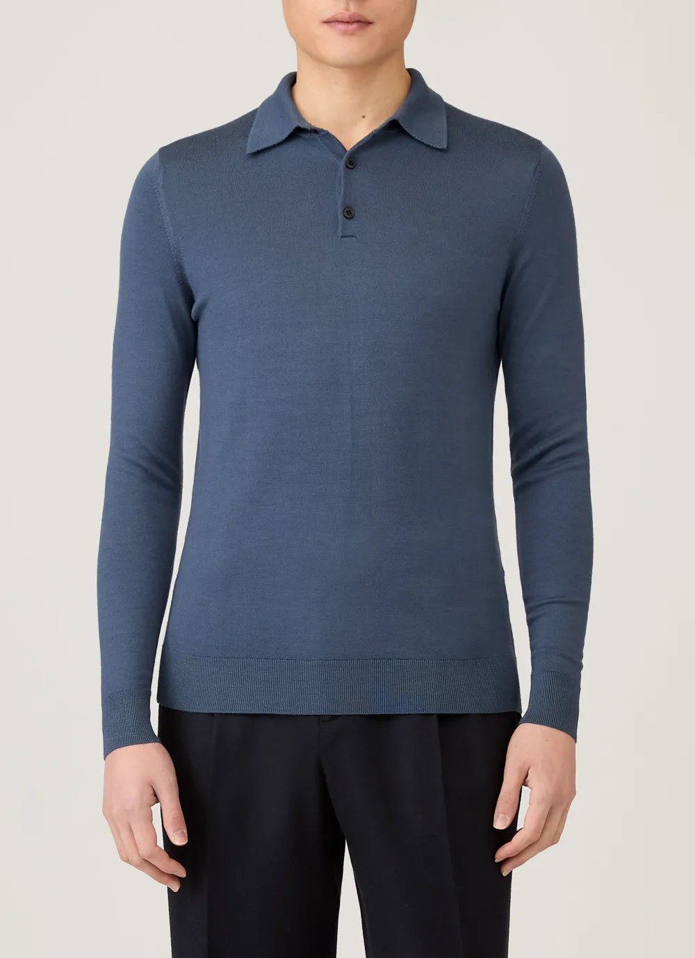 Modern Everyday Slim Fit Merino Knit Long Sleeve Polo Shirt