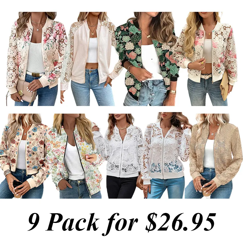 9PACK-Women's Fashion Lace Casual Jacket