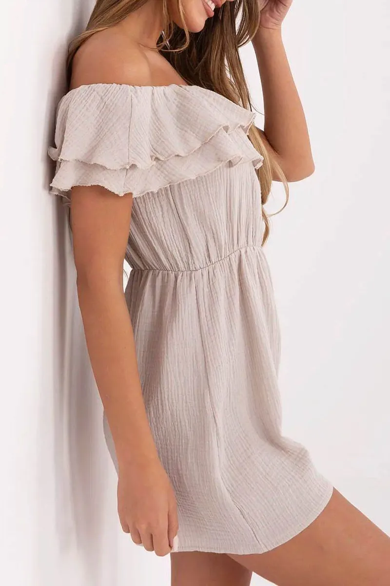 Lightweight Off Shoulder Ruffle Jumpsuit