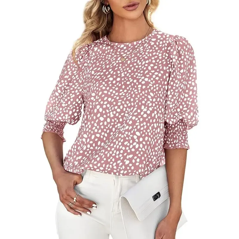 Women's Polka Dot 3/4 Sleeve Blouse