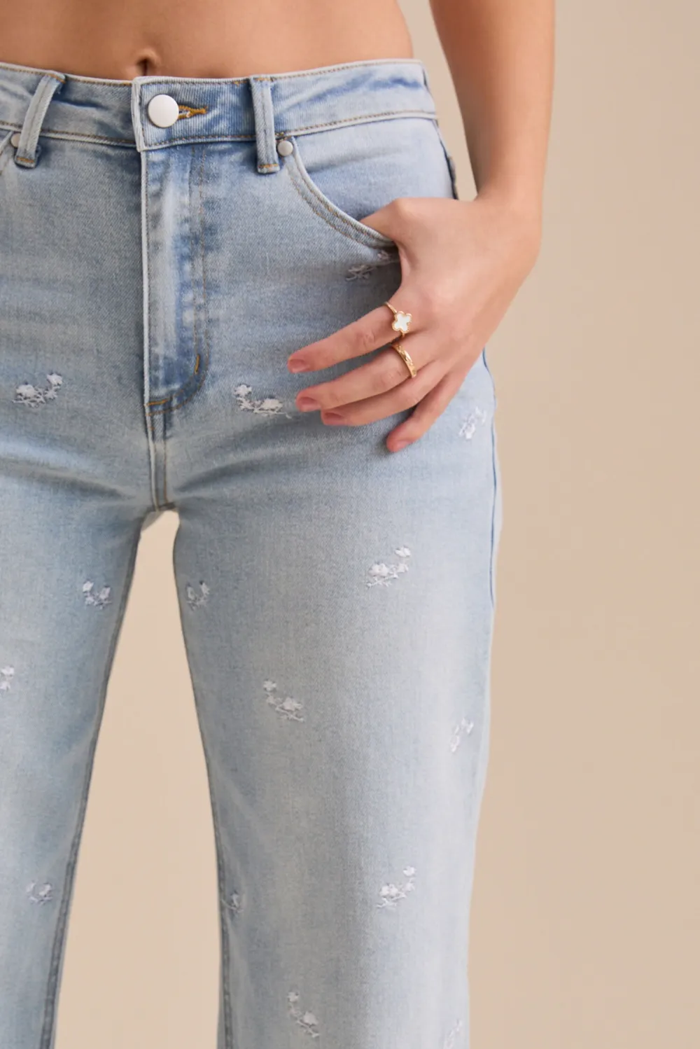 Floral Embroidered Jeans