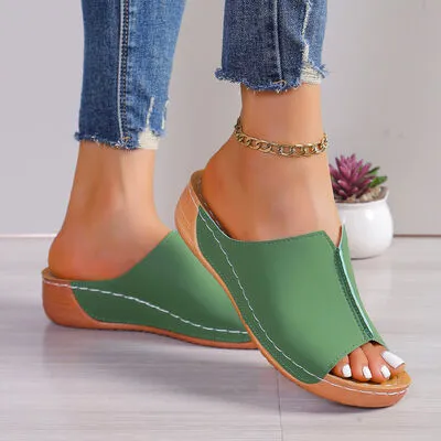 Minimal Open Toe Wedge Sandals