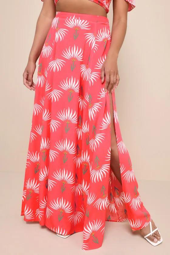Trancoso Coral Floral Print Two-Piece Maxi Dress