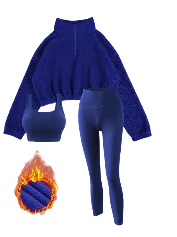 Women's Solid Thermal Lined Tracksuit Set