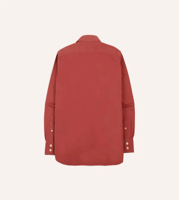 Red Cotton Long Point Collar Work Shirt Casual Style