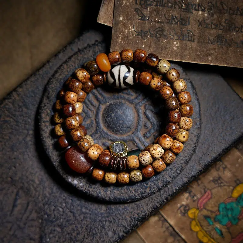 Bodhi Seed Amber Dzi Bead Agate Beads Bracelet