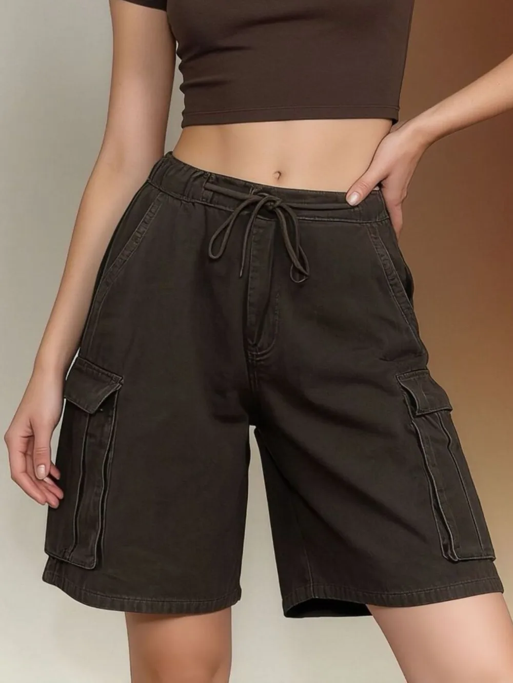 Drawstring Utility Cargo Shorts